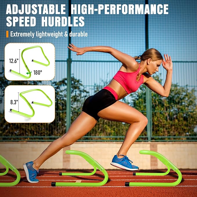Agility Ladder, Speed Training Equipment Set, 20ft Agility Ladder, 12 Soccer Cones, 4 Hurdles, Jump Rope, Running Parachute, Basketball Football Soccer Training Equipment for Kids, Youth, Adults-StrideForce Fitness