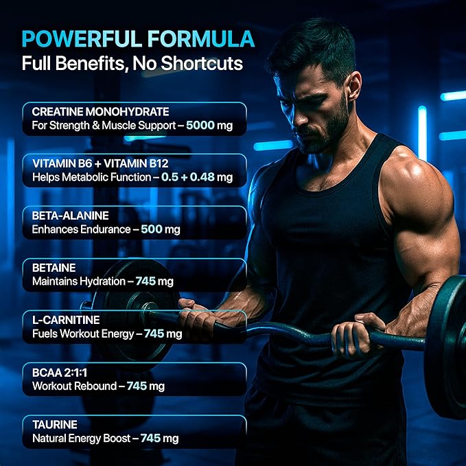 Creatine Monohydrate Gummies 8500mg Complex for Men & Women - Pre Workout Creatine Chews for Muscle Growth, Strength & Energy, Sugar Free, Vegan, Blueberry Flavor - 120 Count-StrideForce Fitness