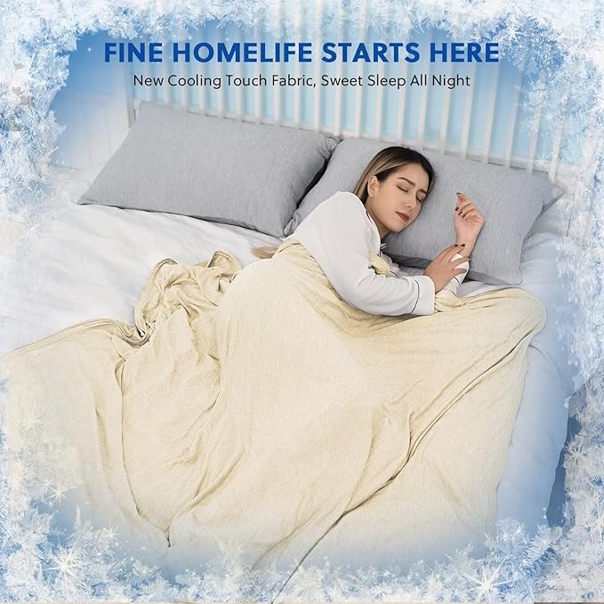 HOMFINE Cooling Blankets for Hot Sleepers - Summer Blanket Thin Lightweight Breathable Soft Double Side Enhanced Cooling for Bed Couch Sofa, Keep Cool for Night Sweats (Beige, 60 x 80 inches)-StrideForce Fitness