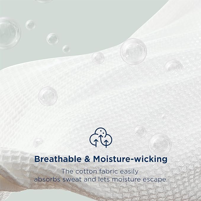 Bedsure 100% Cotton Blanket King Size for Bed - Breathable and Soft, Waffle Weave Blanket for Summer, Thick Cozy Fall Blankets for Women Gift, White, 104x90 inches-StrideForce Fitness