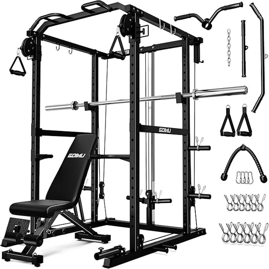 R1-V4 Power Cage Rack, 2000LB Squat Rack with Cable Crossover System, Multi-Function Weight Cage, Home Gym Workout Machine with More Training Attachments-StrideForce Fitness