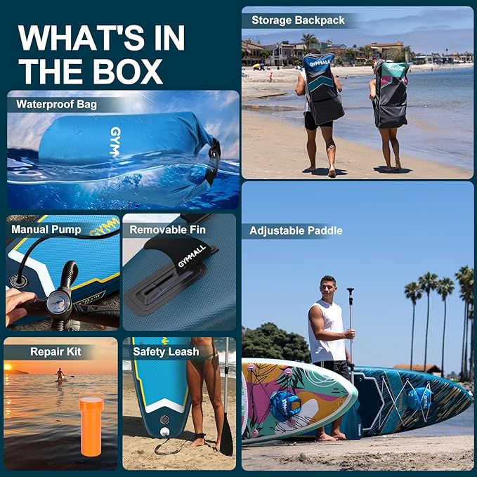 Paddle Board, Inflatable Stand Up SUP Paddle Boards for Adults & Youths of All Skill Levels, Wide & Non-Slip Deck Design Blow Up Paddleboards with Premium Accessories & Storage Bag-StrideForce Fitness