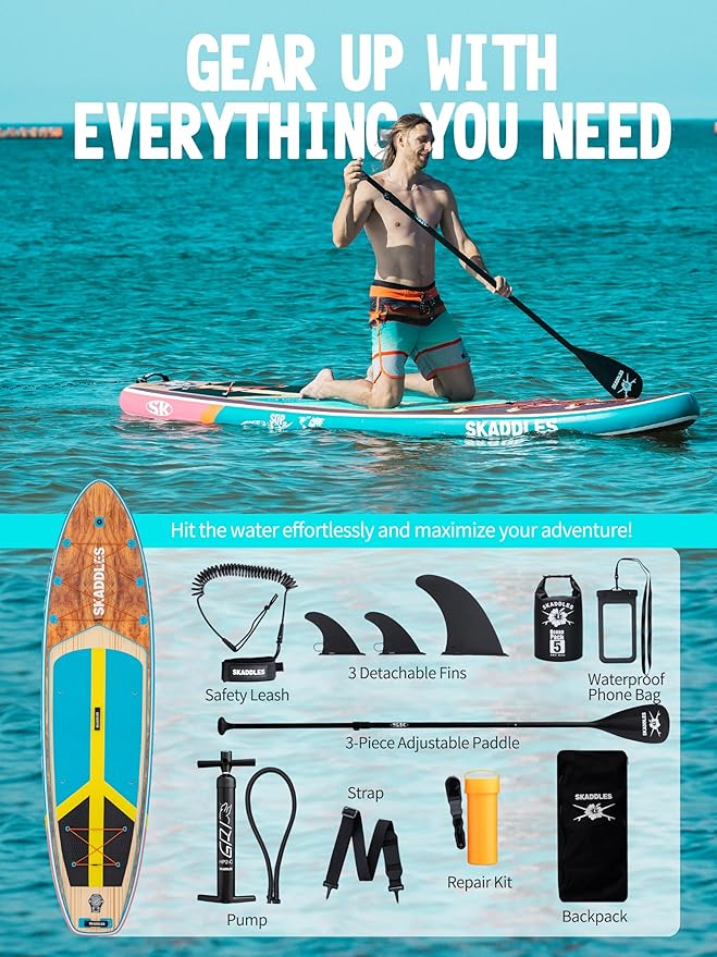 11' Inflatable Stand Up Paddle Board – Extra Wide SUP for Adults & Kids of All Skill Levels, Stable Paddleboard with Pump, Fins, Backpack, Accessories & Waterproof Phone Pouch-StrideForce Fitness