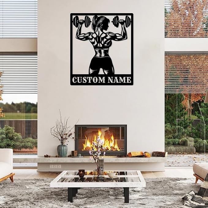 Customized Metal Gym Name Sign, Personalized Sports Room Wall Art,Metal Gym Sign,Unique Fitness Wall Sign, Gym Lovers Unique Gift, Gym Wall Art,Training Center Sign (Style-13)-StrideForce Fitness