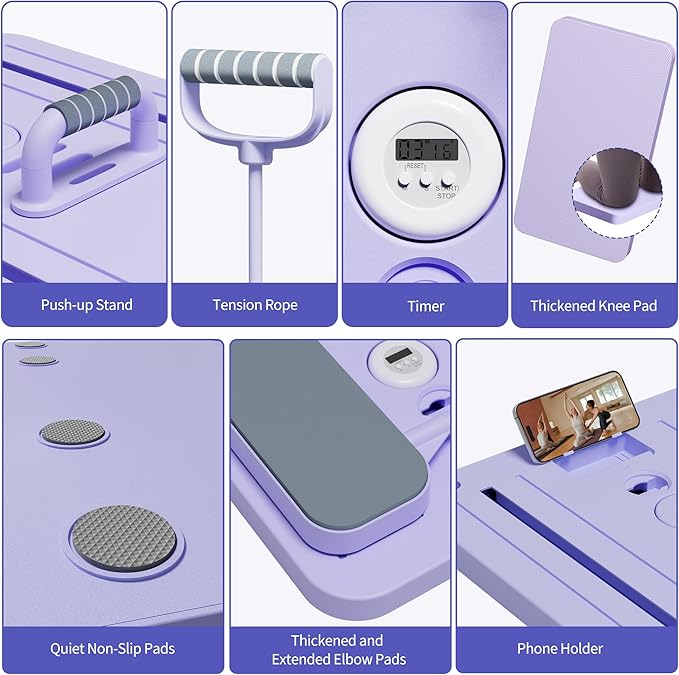 Pilates Reformer Set, ESBANY Pilates Board with Phone Holder, Multi-Purpose Foldable Pilates Reformer Machine, Portable Home Pilates Slider Board Equipment for Home Workout, Fitness, Exercise, Abs-StrideForce Fitness