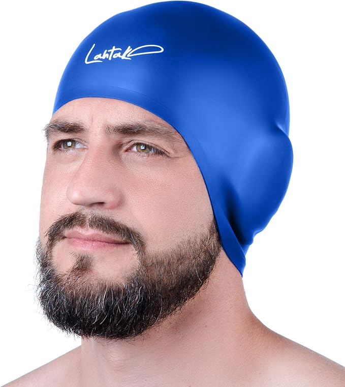 3D Swim Caps - Ear Protection Swimming Cap for Women & Men - Silicone, Waterproof - Fits Long & Short Hair - Adult & Youth-StrideForce Fitness