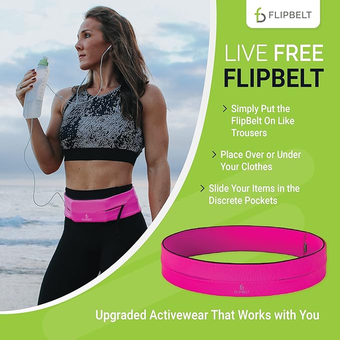 FlipBelt Classic Running Belt, Running Fanny Pack for Women and Men, USA Company-StrideForce Fitness