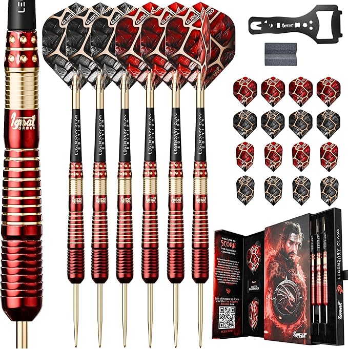 IgnatGames Premium Steel Tip Darts – 3/6/12 Pack Brass Barrels with Aluminum Shafts, 16 GlideXPro Flight Set, Tool Kit & Giftable Case-StrideForce Fitness