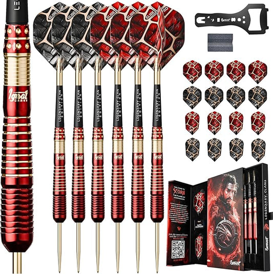 IgnatGames Premium Steel Tip Darts – 3/6/12 Pack Brass Barrels with Aluminum Shafts, 16 GlideXPro Flight Set, Tool Kit & Giftable Case-StrideForce Fitness