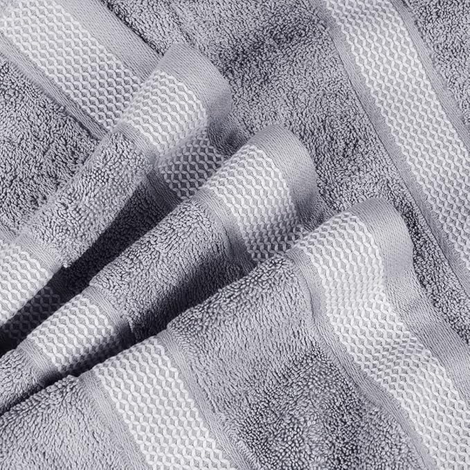 CASA COPENHAGEN, Solitaire, 600 GSM, 27x55 Inches Large Bath Towels, Set of 4 Towels, Super Soft and Absorbent, Egyptian Cotton Towels for Bathroom & Shower - Grey Violet-StrideForce Fitness