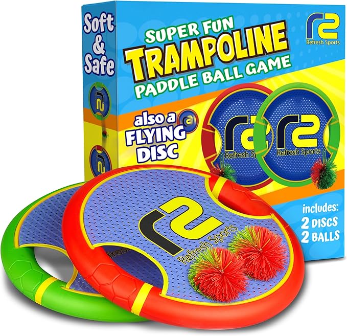 Fun Bouncy Paddle & Stringy Ball Toss & Catch Game - Easy to Use for Kids All Ages - Soft Foam Design for Safe Play Indoors or Outdoors - Also Works as Flying Disc - Great Gift Idea for Boys & Girls-StrideForce Fitness