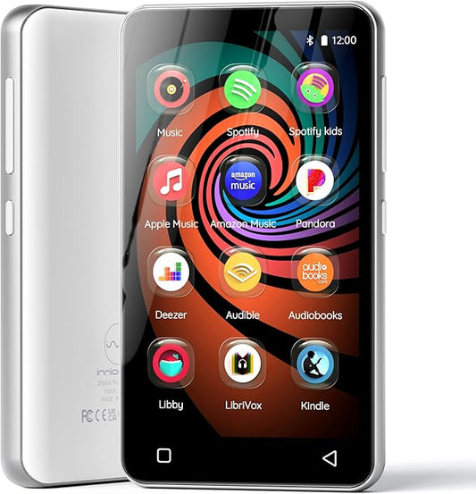 Innioasis MP3 Player with Bluetooth and WiFi, 160GB MP3 Player with Spotify for Kids, 4" Touch Screen Android MP3 MP4 Player with Pandora,Amazon Music,Audible,Libby,Audiobooks(White)-StrideForce Fitness
