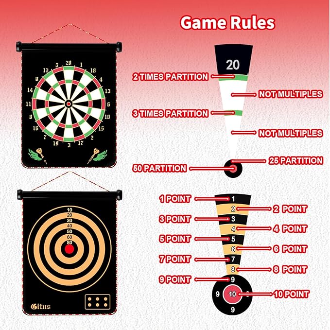Magnetic Dart Board Games for Kids with 12 Darts Outdoor Toys for Boys Age 8-13 Cool Stuff for Boys Gifts Ideas for Teenage Boys Girls Age 8 9 10 11 12 13 14 15 16 Game Room Decor-StrideForce Fitness