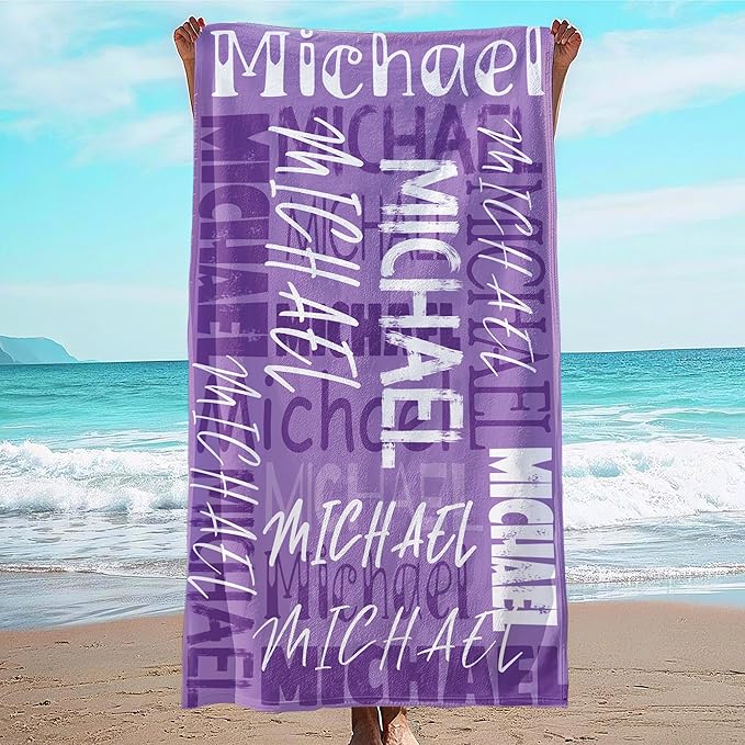 JML Personalized Beach Towel with Name, Custom Beach Towel with Name, Customized Microfiber Pool Towel, Quick Dry & Absorbent Swim Towel for Adult,Anniversary, Birthday, Summer Holiday,Vacation-StrideForce Fitness