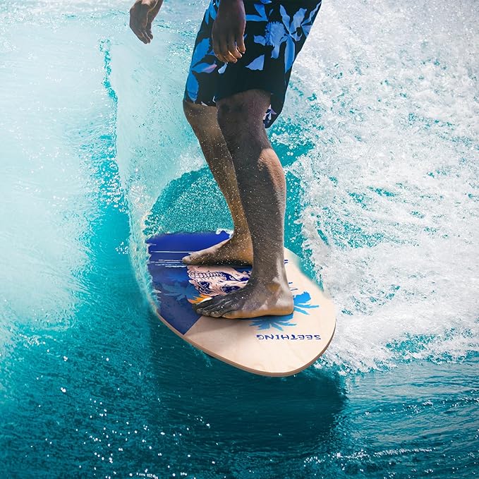seething 35 Inch Skimboard with High Gloss Coat Wood Skim Board for Beginners,Kids, Teenagers, Adults and All Skimming-StrideForce Fitness