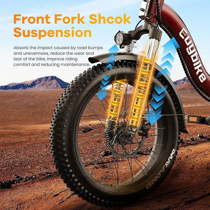 Folding Electric Bike for Adults with Peak 1000W Motor, 48V 20AH Battery up to 30MPH 80 Miles, 20" Fat Tire All Terrain Ebike, Front Suspension 7-Speed Commuter E Bike, Step-Thru, UL Certified-StrideForce Fitness