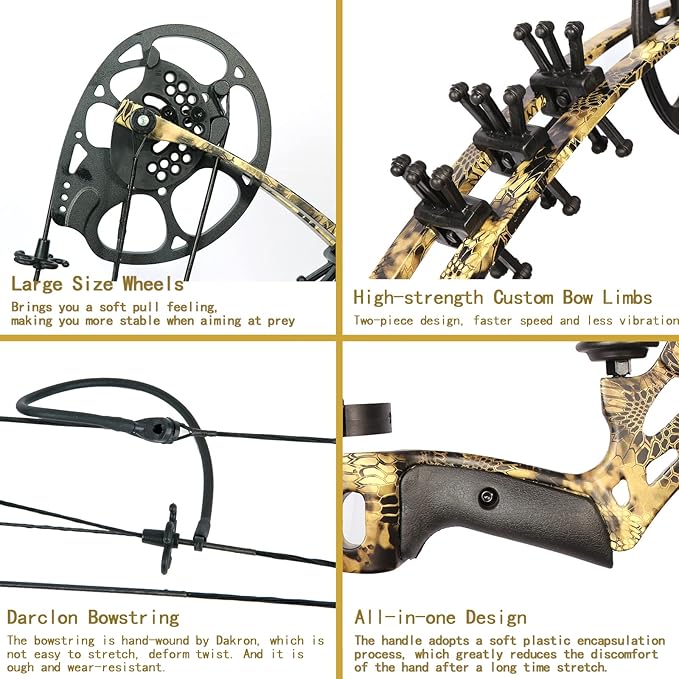 Youth Compound Bow Set 15-45 Lbs for Teens and Beginner, Package with Archery Hunting Equipment, Max Speed 260fps, Adjustable, Right Hand-StrideForce Fitness