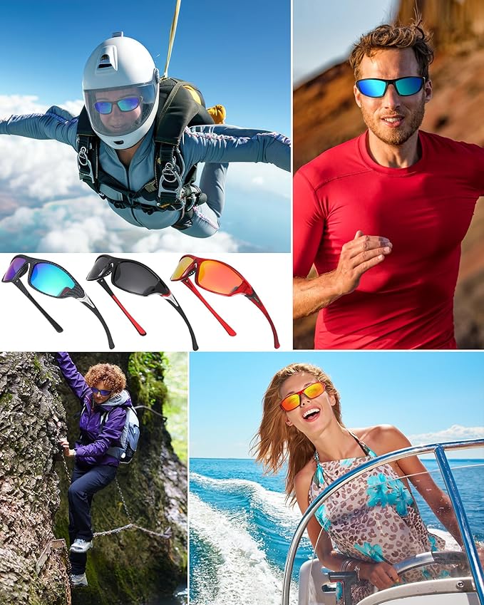 Frienda 6 Pack Polarized Sport Sunglasses for Men Multipack Fit over Glasses Pack Lot Set Men's Sport Fishing Eyeglasses-StrideForce Fitness