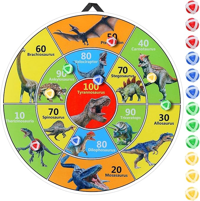 30 Inch LED Dart Board Kids Game,12PCS Sticky Balls,Indoor/Outdoor Sports Carnival Yard Party,Suitable for 3 4 5 6 7 8 9 10 11 12 Years Old Boys and Girls Birthday Gifts Dinosaur Toys-StrideForce Fitness