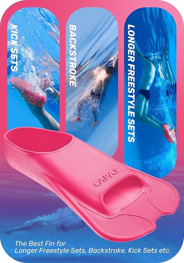 CAPAS Swim Training Fins Comfortable Silicone Lap Swimming Short Blade Floating Flippers with Mesh Bag for Adult Men Women Build Leg Strength-StrideForce Fitness