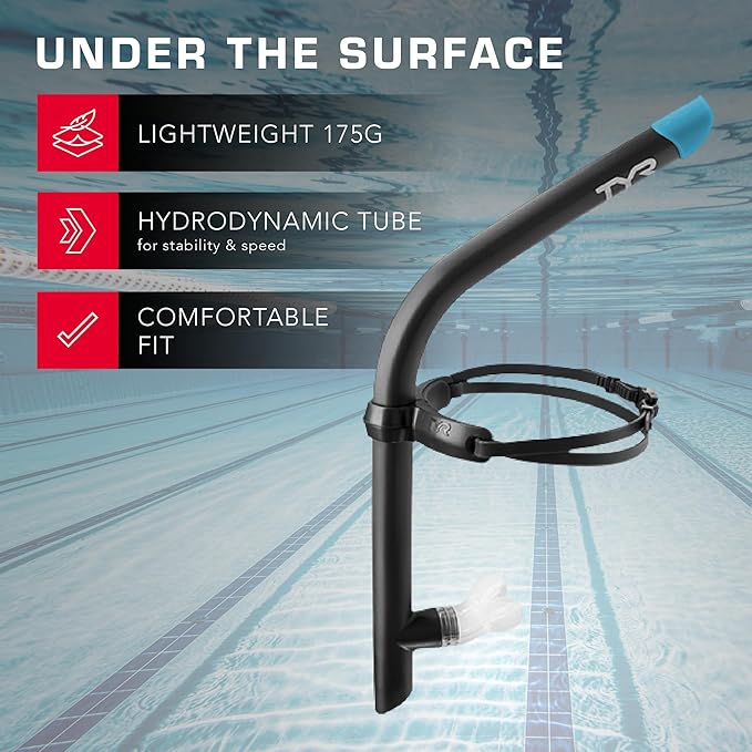 TYR Ultralite Elite Swim Snorkel - Adult Snorkeling Gear for Swimming Training - Ultra-Lightweight and Comfortable for Body Alignment Exercises-StrideForce Fitness
