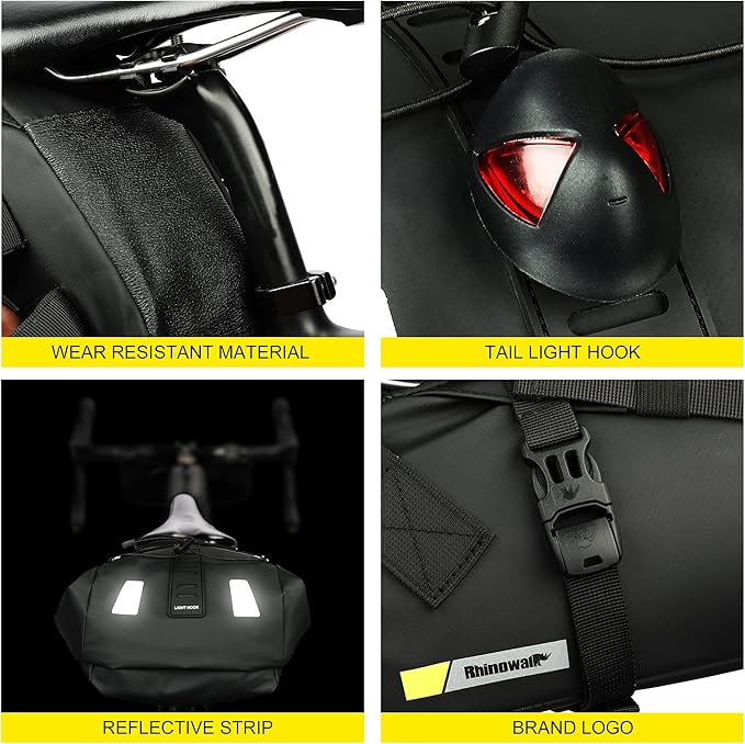 Rhinowalk Waterproof Bike Saddle Bag 10L - Under Seat Storage for Mountain Road Biking and Commuting Trips-StrideForce Fitness