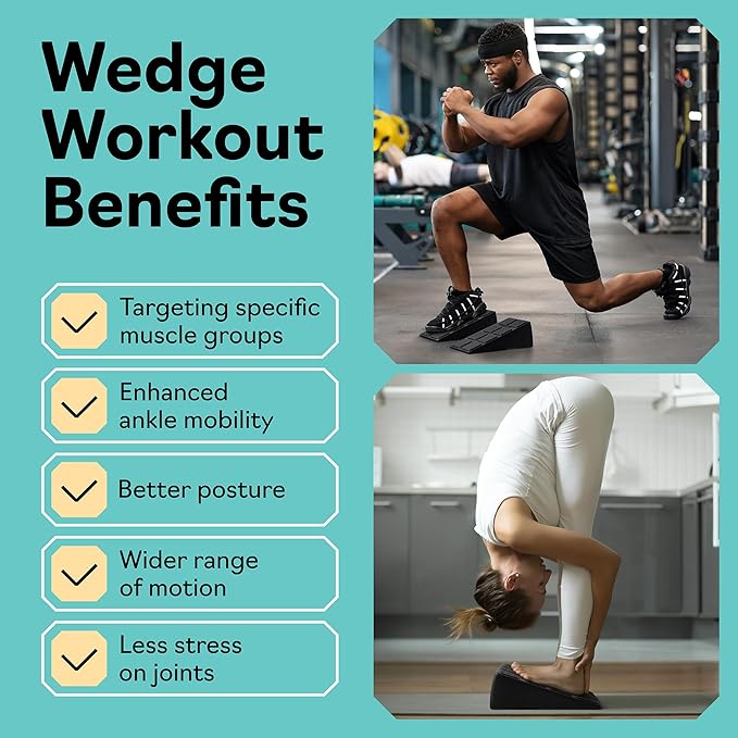 Squat Wedge - Squat Wedge Block 520 LBS Weight Capacity - Slant Board for Calf Stretching - Calf Stretcher Slant Board - yoga blocks-StrideForce Fitness