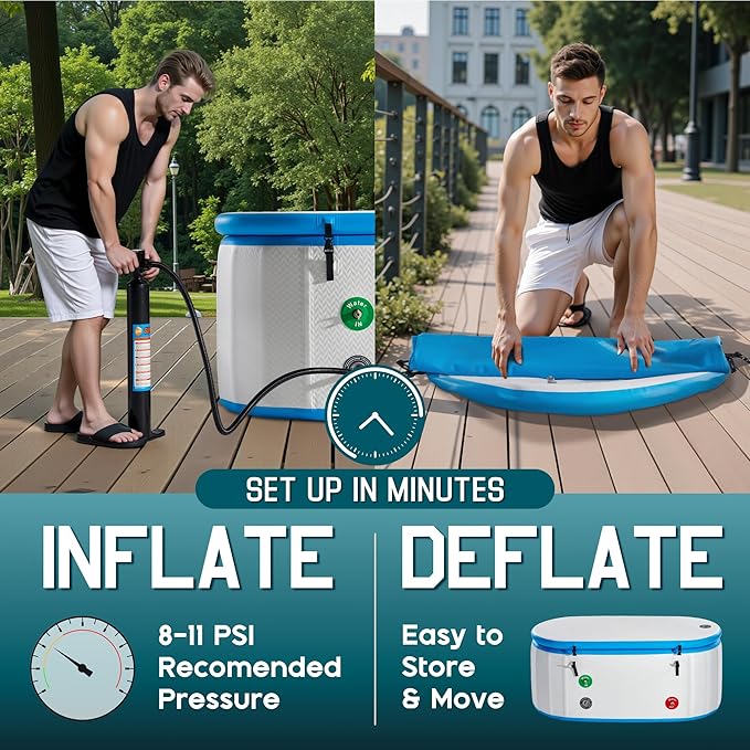 Albott Inflatable Cold Plunge Tub for Athletes, Ice Bath Tub with Insulated Lid Non-Slip Mat, Water Chiller Compatible, Portable for Indoor & Outdoor Recovery, 210 Gal, 71" L x 35" W x 30" H-StrideForce Fitness