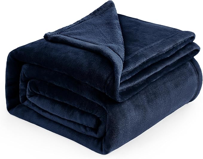 Bedsure Fleece Bed Blankets Full Size Navy - Soft Lightweight Plush Fuzzy Cozy Luxury Blanket Microfiber, 84x90 inches-StrideForce Fitness
