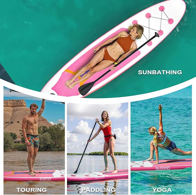 Inflatable Stand Up Paddle Board 10‘x30‘‘- Ultra-Light SUP with Backpack, Pump, Paddle, Coil Leash, 3 Fins, Repair Kit, Stable Design, Non-Slip EVA Deck for Adults & Youth-StrideForce Fitness