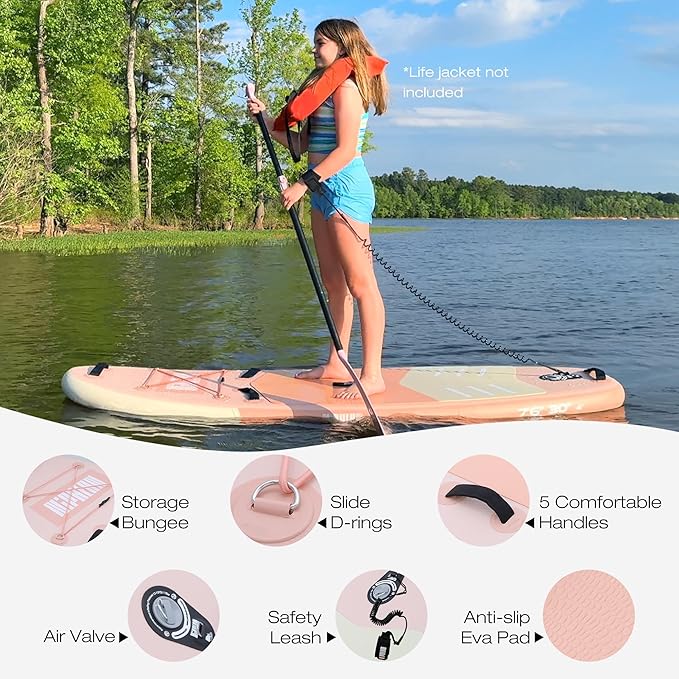 Niphean Inflatable Stand Up Paddle Board with SUP Accessories, Anti-Slip EVA Deck, 10’6’’ Inflatable Paddle Boards for Adults & Youth of All Skill Levels-StrideForce Fitness