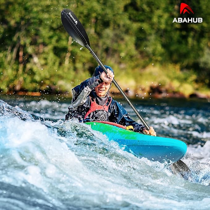 Abahub Kayak Paddle, 90.5 Inches Kayaking Oars for Boating, Canoeing with Free Paddle Leash, Aluminum Alloy Shaft Black/Blue/Green/Orange/Yellow Plastic Blades-StrideForce Fitness