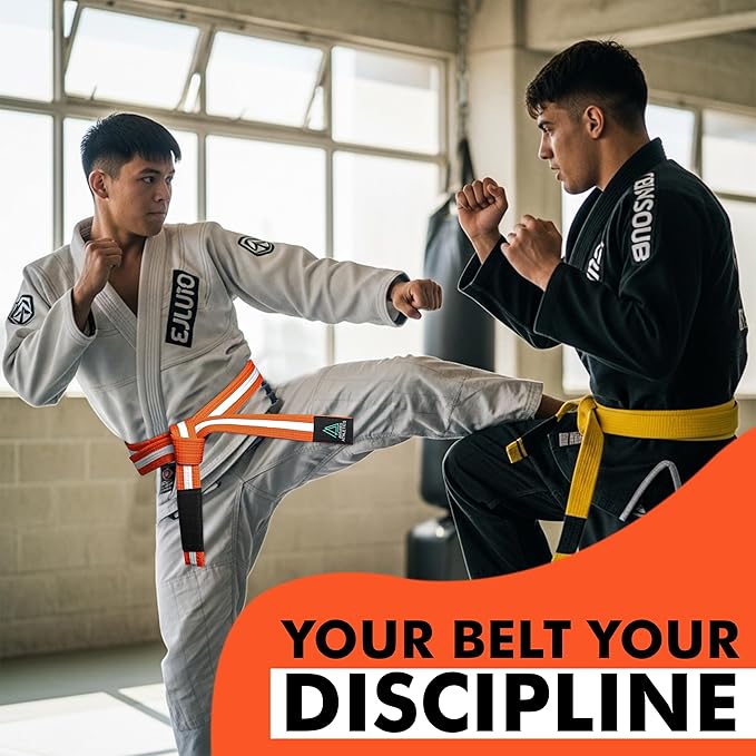 Brazilian Jiu Jitsu Belts Preshurunk Martial Arts Youth BJJ Belts for Girls & Boys with BJJ Ranking Stripes-StrideForce Fitness