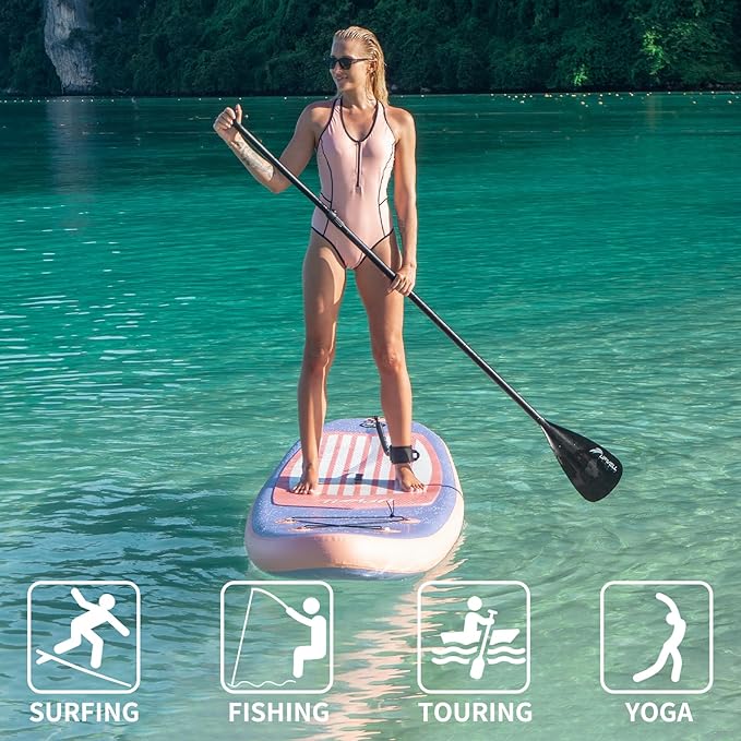 UPWELL 11’6”/11'2”/11'/10'8”/10'6”/10'2” Inflatable Stand Up Paddle Board with sup Accessories Including Backpack, Repairing Kits, Non-Slip Deck, Leash, 3 Fins, Paddle and Hand Pump-StrideForce Fitness