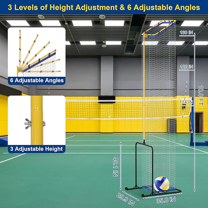 Volleyball Setter Trainer Net with Adjustable Heights & Angles,Setter Training Equipment for Setting,Serving,and Spiking,Movable Target Net for Indoor & Outdoor Practice-StrideForce Fitness