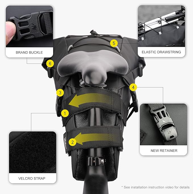 Rhinowalk Waterproof Bike Saddle Bag 13L - Under Seat Storage for Mountain Road Biking and Commuting Trips-StrideForce Fitness