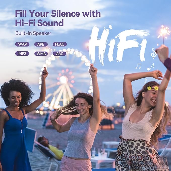 AGPTEK 64GB MP3 Player with Bluetooth, M3 2.4 inch Music Player with Speaker and FM Radio, Touch Buttons, Supports Up to 128GB(Purple)-StrideForce Fitness