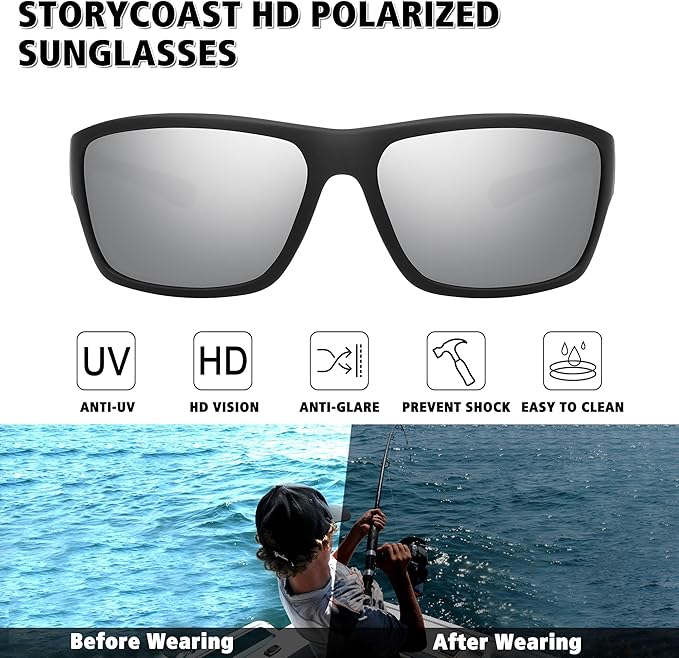 STORYCOAST Polarized Sports Sunglasses for Men Women Unbreakable Frame Cycling Fishing Driving-StrideForce Fitness