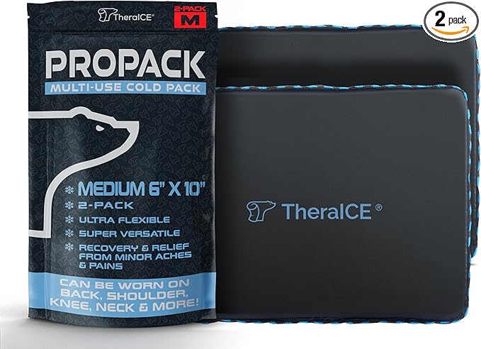 TheraICE PROpack Ice Pack for Injuries, Reusable Soft Multipurpose Cold Gel Ice Pack for Muscular Back Pain, Shoulder, Hip, Knee - Flexible Cold Compress Wrap for Minor Aches & Pains - 6 x 10-2 Pack-StrideForce Fitness