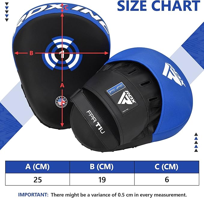 RDX Boxing Pads Focus Mitts, Maya Hide Leather Curved Hook and Jab Target Hand Pads, Great for MMA, Kickboxing, Martial Arts, Muay Thai, Karate Training, Padded Punching, Coaching Strike Shield-StrideForce Fitness