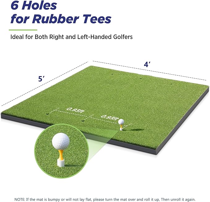 Golfguru Golf Mat, 5x4ft/5x5ft Dense Elite Golf Hitting Mats Practice with 10 Balls, 9 Tees, Heavy Duty Artificial Hitting Training Matt for Backyard Driving Chipping Indoor Outdoor Simulators-StrideForce Fitness