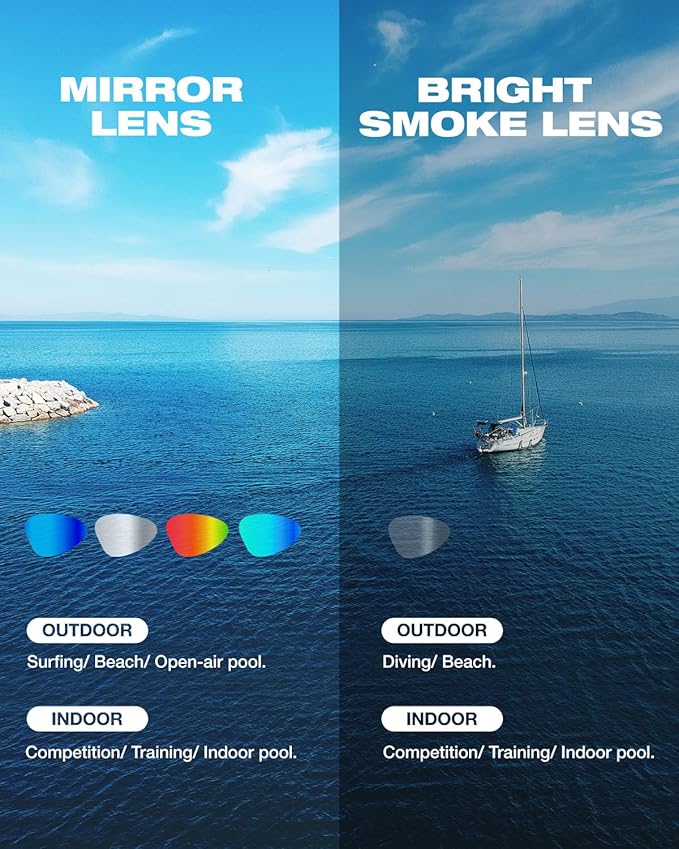 ZIONOR G1 Nava Super Anti-Fog Unisex Swim Goggles Mirror/Bright Smoke Lens-StrideForce Fitness