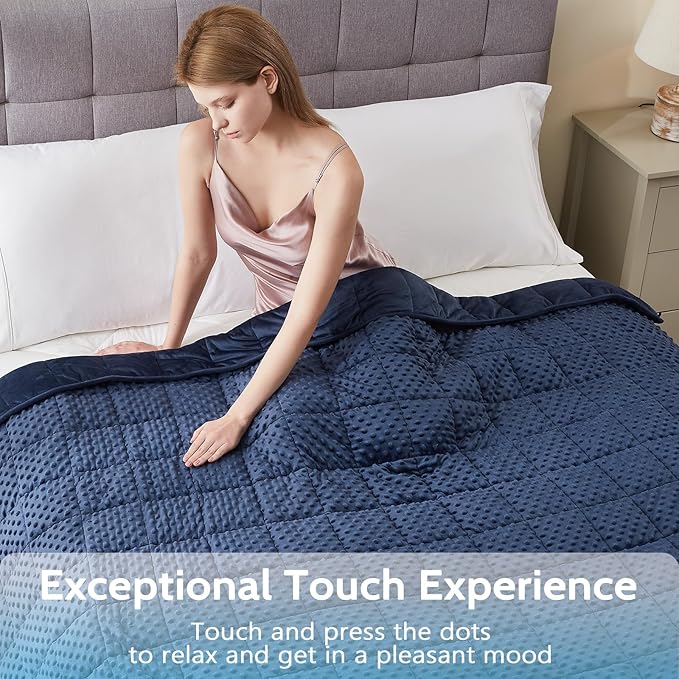 L'AGRATY Weighted Blanket for Adult - 48"x72" 15lbs Minky Dots Heavy Blanket with Glass Beads: Soft Breathable for All-Season Summer Fall Winter Thick Comfort for Sleeping-StrideForce Fitness