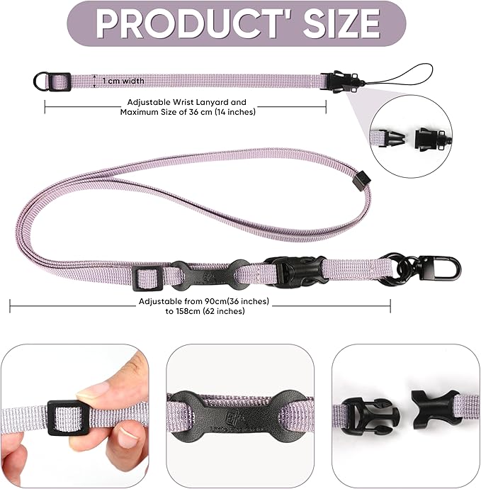 Cell Phone Strap Adjustable Wrist Strap Crossbody Cellphone Holder Extra Long Phone Lanyard Wrist Lanyard (Lavender Grey)-StrideForce Fitness