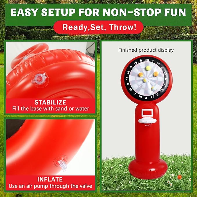 Inflatable Dart Board with Pump,5.6FT Inflatable Games Set with Basketball Hoop Feature,Dart Boards for Adults Kids,Fun Toss Games for Indoor,Outdoor,Backyard&Party Favor-StrideForce Fitness