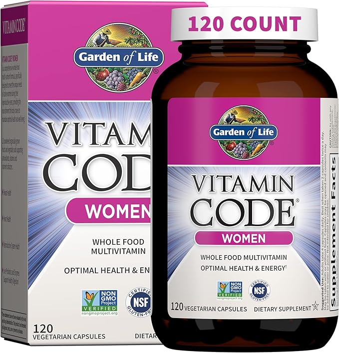 Garden of Life Multivitamin for Women, Vitamin Code Women's Multi - Whole Food Womens Multi Vitamins, Iron, Folate not Folic Acid, Vitamin A and Probiotics for Womens Energy, 120 Vegetarian Capsules-StrideForce Fitness