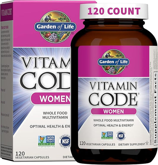 Garden of Life Multivitamin for Women, Vitamin Code Women's Multi - Whole Food Womens Multi Vitamins, Iron, Folate not Folic Acid, Vitamin A and Probiotics for Womens Energy, 120 Vegetarian Capsules-StrideForce Fitness