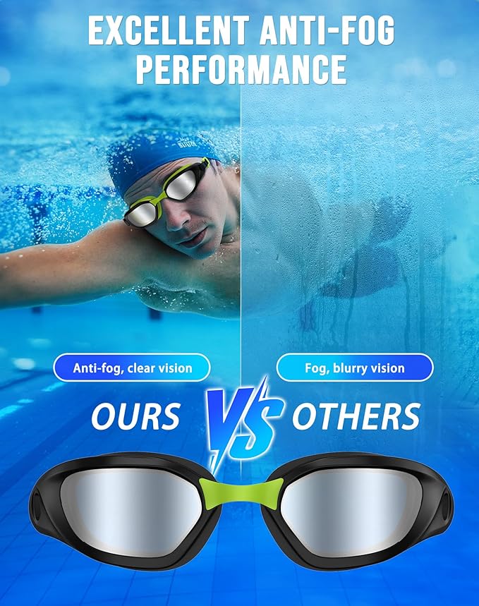 Swim Goggles, Unisex Adult Swimming Goggles Anti Fog Anti UV No Leakage Wide View for Men Women Youth-StrideForce Fitness