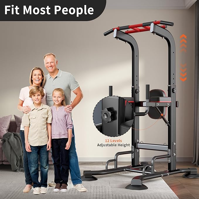 sogesfurniture Adjustable Dip Station & Pull Up Bar – Heavy Duty Calisthenics Workout Equipment for Home Gym, Multi-Function Fitness Training with Push Up Handles, Dips, Pull Ups & Push Ups-StrideForce Fitness