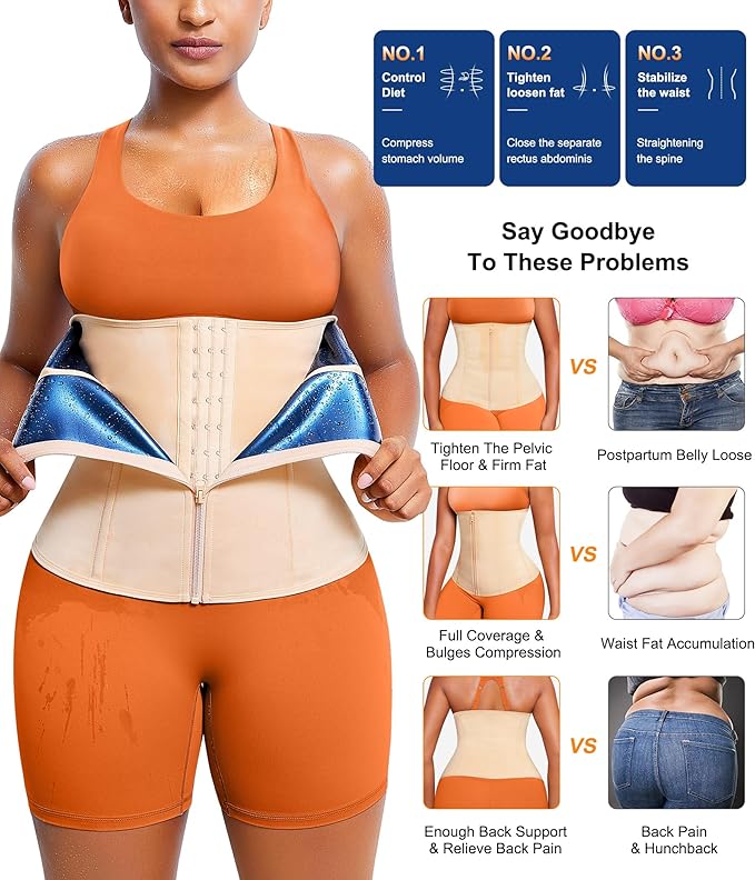TrainingGirl Waist Trainer for Women Lower Belly Waist Trimmer Corset Tummy Wrap Workout Sweat Belt Band Sports Sauna Suit-StrideForce Fitness